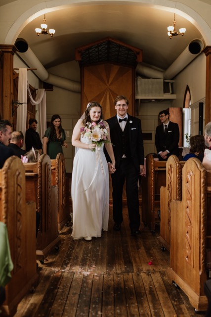 Liv and David celebrating their wedding in British Columbia